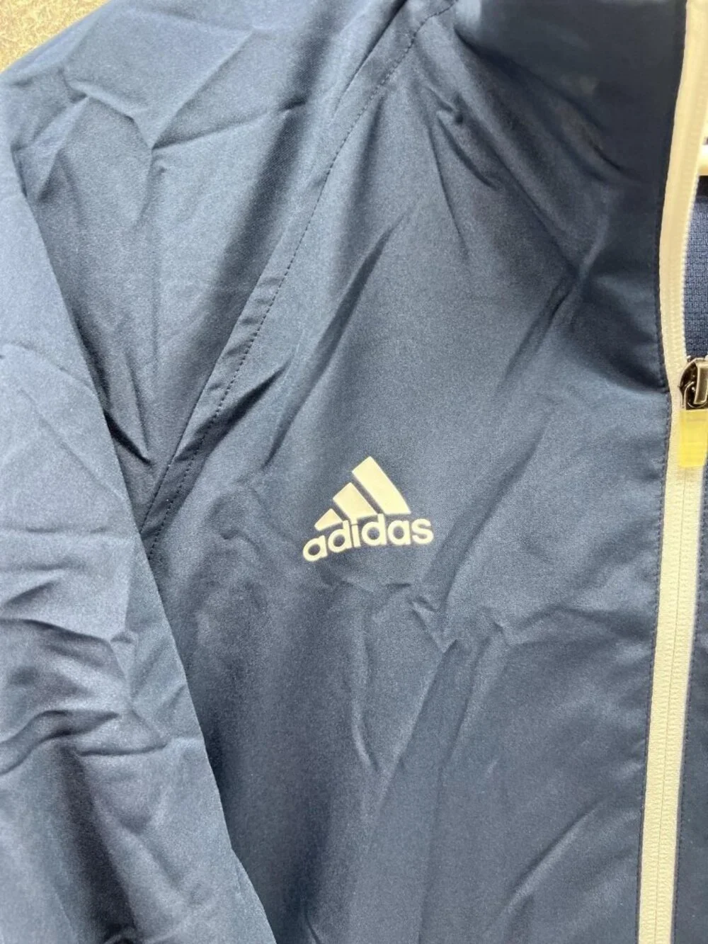 Adidas Track Jacket Mens Medium Blue White Full Zip Climalite Athletic Training